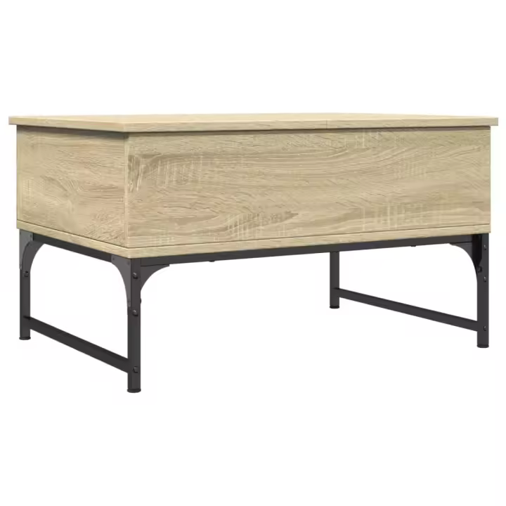 Mesa de Centro Madera Ingeniería metal Roble Sonoma 70x50x40cm - 1