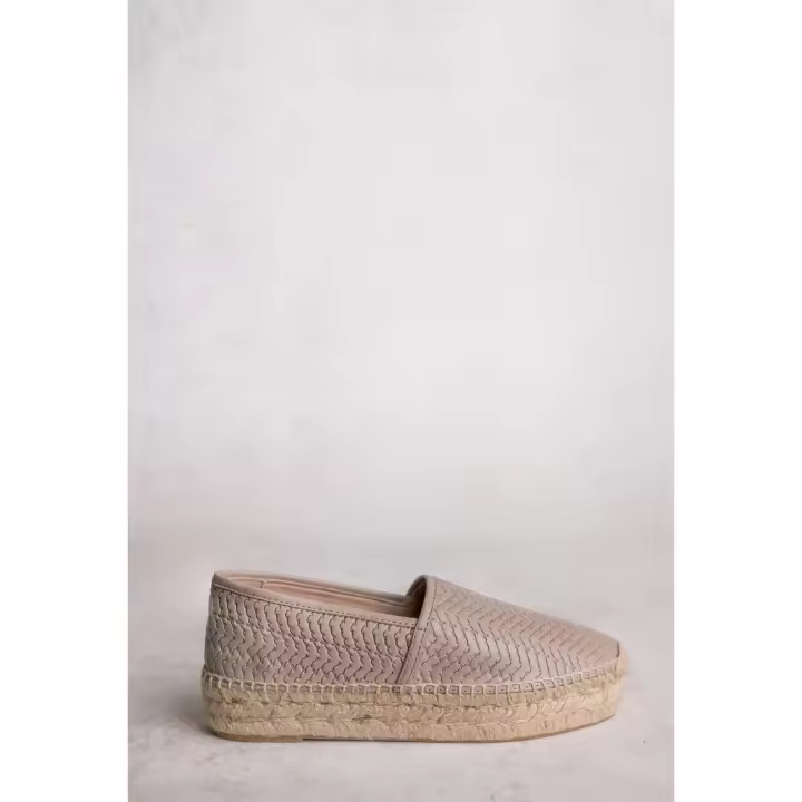 MINERVA – ESPARDEÑA TAUPE DE PIEL CON SUELA DE YUTE - 1