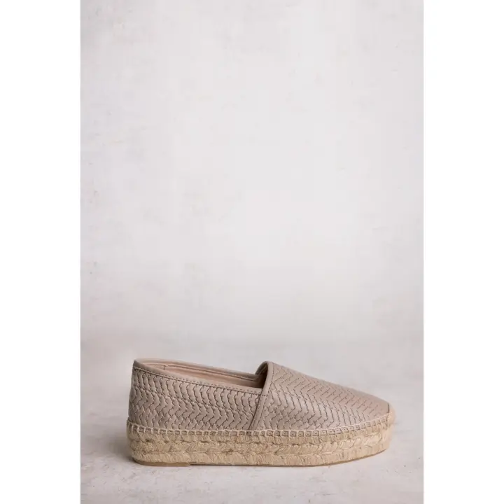 MINERVA – ESPARDEÑA TAUPE DE PIEL CON SUELA DE YUTE - 1