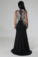 Vestido De Noche Largo Para Mujer Con Pedrería Y Abertura Alta Vestido De Seda Y Spandex Elegante Y Sexy Para Bodas Y Fiestas - details 12
