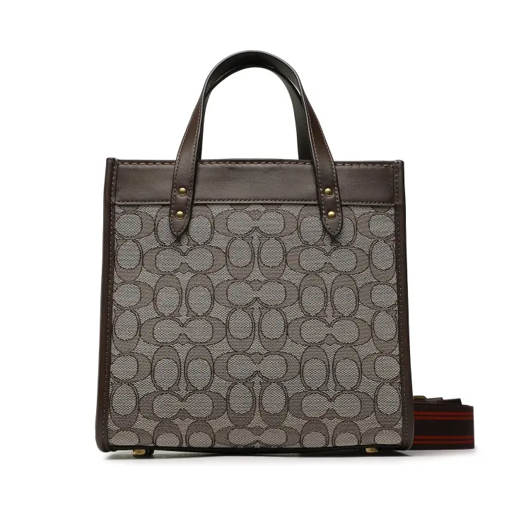 Bolso marrn tote jacquard - 1