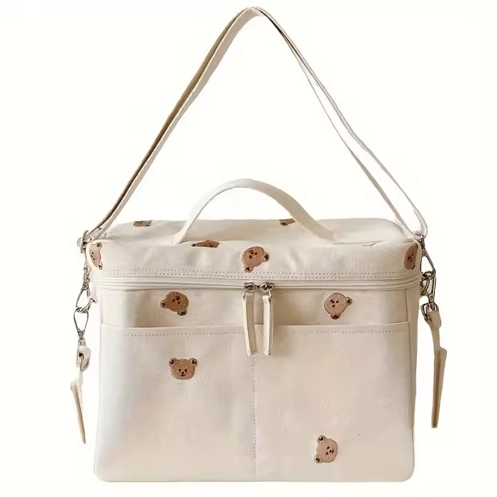 Large Capacity Insulated Breast Milk Cooler Bag with Adjustable Shoulder Strap, Waterproof Portable Nursing Bottle Storage Tote for Mothers, Fashionable Multi-Function Thermal Diaper Organizer for Daycare, Picnics & Work - Cotton, Age 14+ Gl - 1