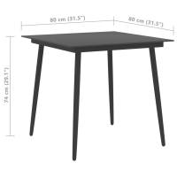 vidaXL Mesa de comedor para jardín acero y vidrio negro 80x80x74 cm - details 3