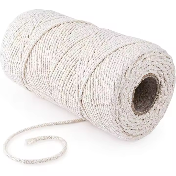 Hilo de algodón Macrame de 3mm x 200m, 100% natural Macrame cuerda de algodón, Micler Makramee DIY trenzado Garn para decoración, Bohemia adornos de tejer, decoraciones Wedg - 1