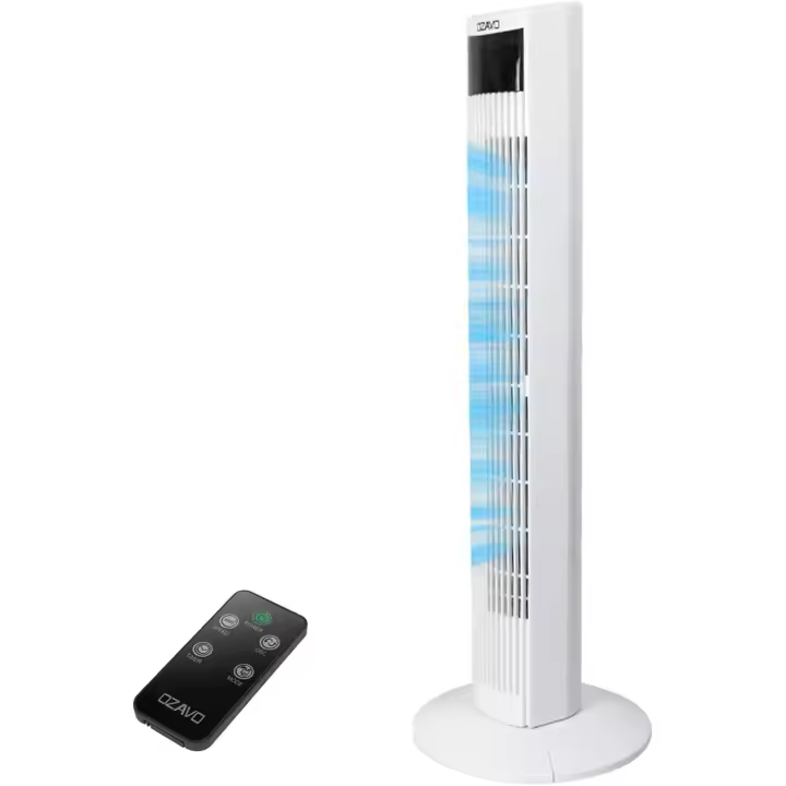 Ventilador de Torre 45W | 95,5 CM with Mando a Distancia Oscilación de 70 ° | 3 Velocidades | 3 Modos | 12H Temporizador | Led Pantalla | Panel Táctil Ventilador de Pie Blanco - 1