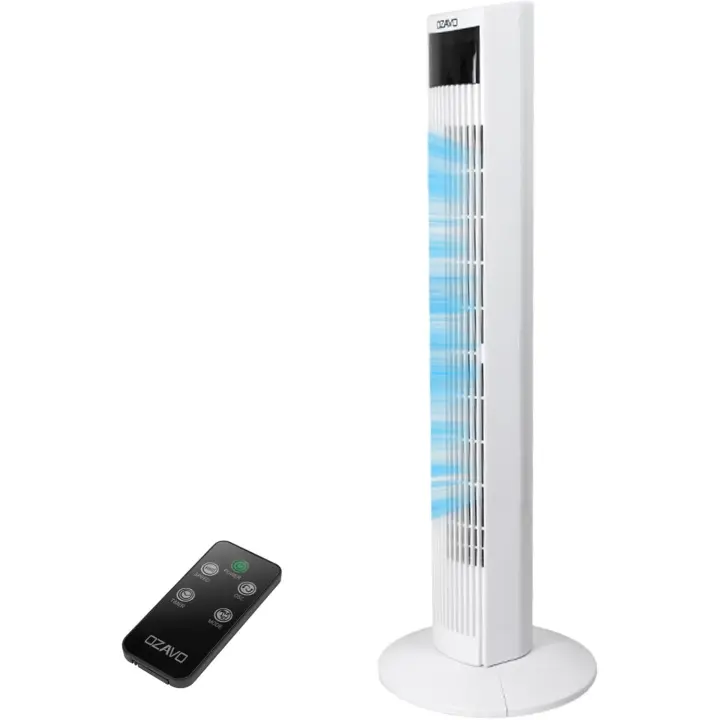 Ventilador de Torre 45W | 95,5 CM with Mando a Distancia Oscilación de 70 ° | 3 Velocidades | 3 Modos | 12H Temporizador | Led Pantalla | Panel Táctil Ventilador de Pie Blanco - 1