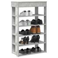 vidaXL Mueble zapatero madera contrachapada 60x30x98 cm en color Gris hormigón/Negro/Blanco y más | almacenamiento funcional diseño moderno para baño dormitorio sala - details 0