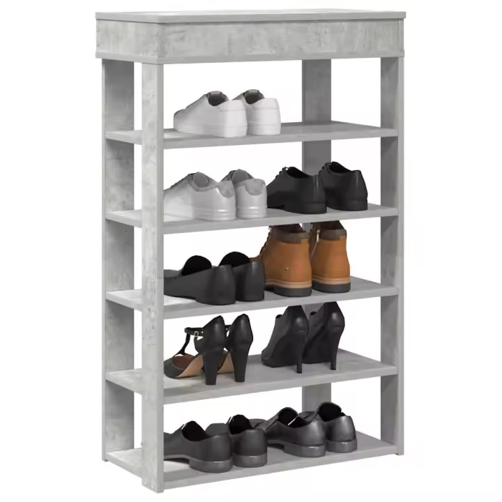 vidaXL Mueble zapatero madera contrachapada 60x30x98 cm en color Gris hormigón/Negro/Blanco y más | almacenamiento funcional diseño moderno para baño dormitorio sala - 1