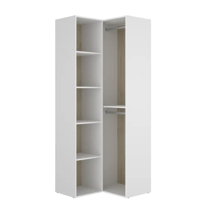Armario Vestidor Rinconero con Trasera Reversible - Blanco/Natural 205x84,5x84,5 cm Armario para dormitorio - Fabricado en España - Melamina Alta calidad - Somnia Descanso - 1