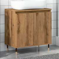 vidaXL Armario de baño madera de ingeniería 58x33x60 cm en color Roble Sonoma/Roble artisan/Madera antigua y más | almacenamiento funcional diseño moderno para baño dormitorio sala - details 1
