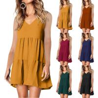 Vestido De Verano Para Mujer Estilo Casual Color Sólido Vestido Sin Mangas Cuello En V A-Line Largo Mini Polyester - details 0