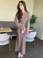 Vestido Maxi Elegante Para Mujer Con Cintura Alta Manga Larga Slim Fit Vestido Largo De Fiesta Casual Lujo Otoño Vestido Synthético - details 8