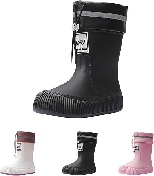 Botas de lluvia botas de mujer de moda a media pantorrilla correas para botas de jardín cordón ajustable botas de lluvia antideslizantes correas plantillas cómodas zapatos de trabajo al aire libre - 1