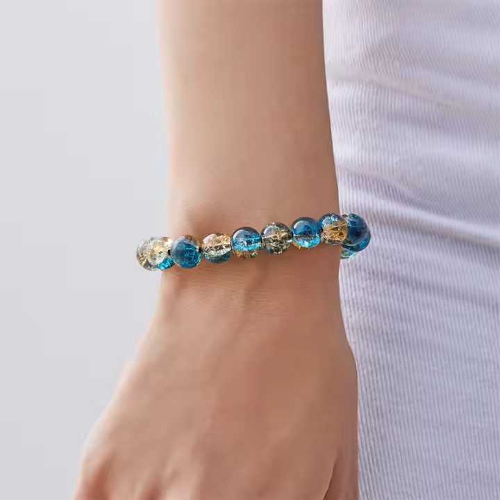 Pulsera De Vidrio Colorido Para Hombres Y Mujeres 10mm Pulsera De Bolas Redondas Accesorios De Joyería Regalo Nueva Colección - 1