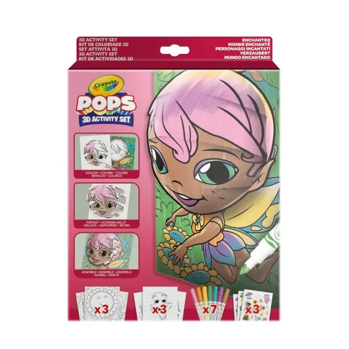 CRAYOLA SET ACTIVIDADES COLOR POPS 3D PERSONAJES MAGICOS HOJAS COLOREAR 22x22x3 Cms. - 1
