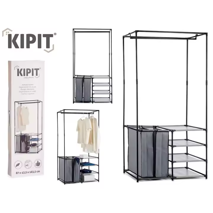 Armario Abierto Cesto Organizador Cocina 87x43,5x163,5 Cm Metal Ruedas Bloqueables - 1