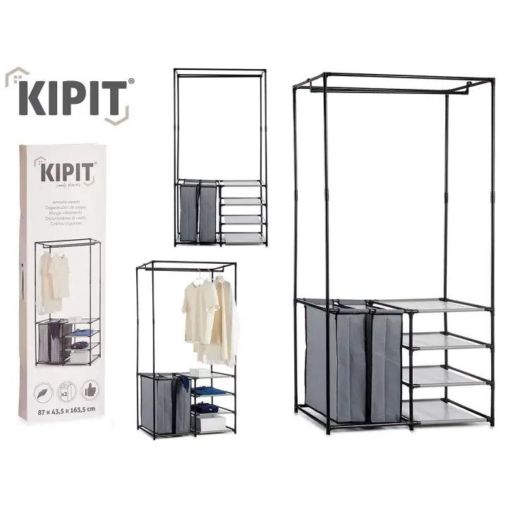 Armario Abierto Cesto Organizador Cocina 87x43,5x163,5 Cm Metal Ruedas Bloqueables - 1