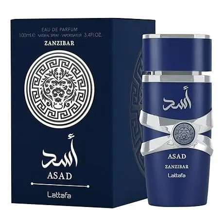 Lattafa Asad Zanzibar Eau de Parfum para Hombres - Fragancia Exquisita con Notas Cautivadoras - Envío Rápido y Seguro - Duración de 8 a 10 Horas - Proyección Moderada a Fuerte - Ideal para Noches y Ocasiones Especiales - Perfume Oriental - 1