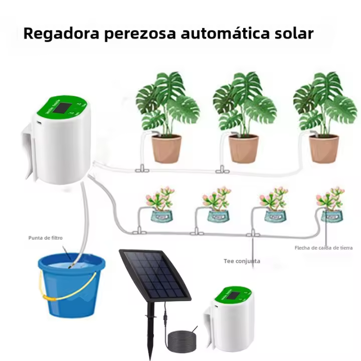 Kit De Riego Por Drip Solar Con Timer Autoalimentado Dispensador De Agua Para Plantas De Interior Y Exteriores AISITIN - 1