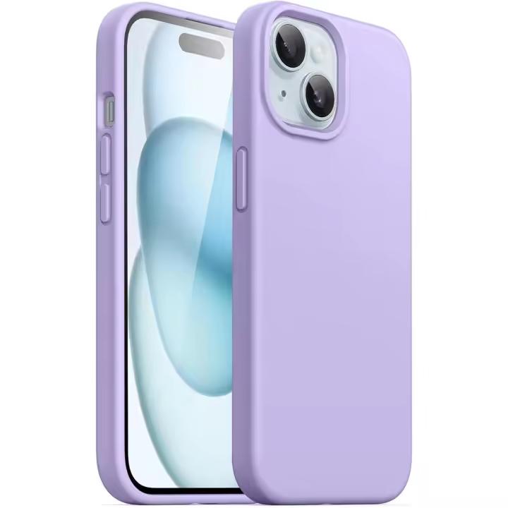 Funda de silicona para iPhone 15 DE 6,1 pulgadas, Funda Protector de cuerpo complete with tacto y sedoso, Golpes a prueba de cubierta (Morado) - 1
