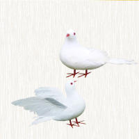 2 Pcs Pájaros De Paz Artificiales Decoración Para Hogar Y Boda Figura De Pigeon Blanco Adorno De Fotos Simple Pigeon Wing - details 1
