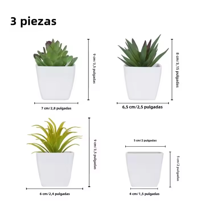 3 Macetas De Plantas Simuladas Pequeñas Para Decoración De Oficinas Salones De Estar Ventanas Jardines Y Courtyards - 1