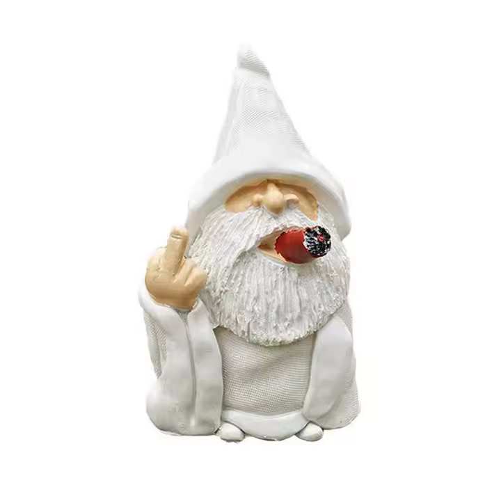 Estatua De Gnome Con Dedo Medio Micro Landscape Decoración De Jardín Resina Figura De Jardín Provocativa Para Paisaje Exterior - 1