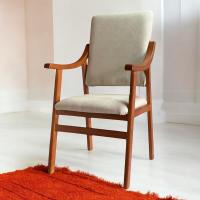Sueña y Descansa Sillón reforzado respaldo alto con brazos de madera de haya en color cerezo tapiado en beis - details 0