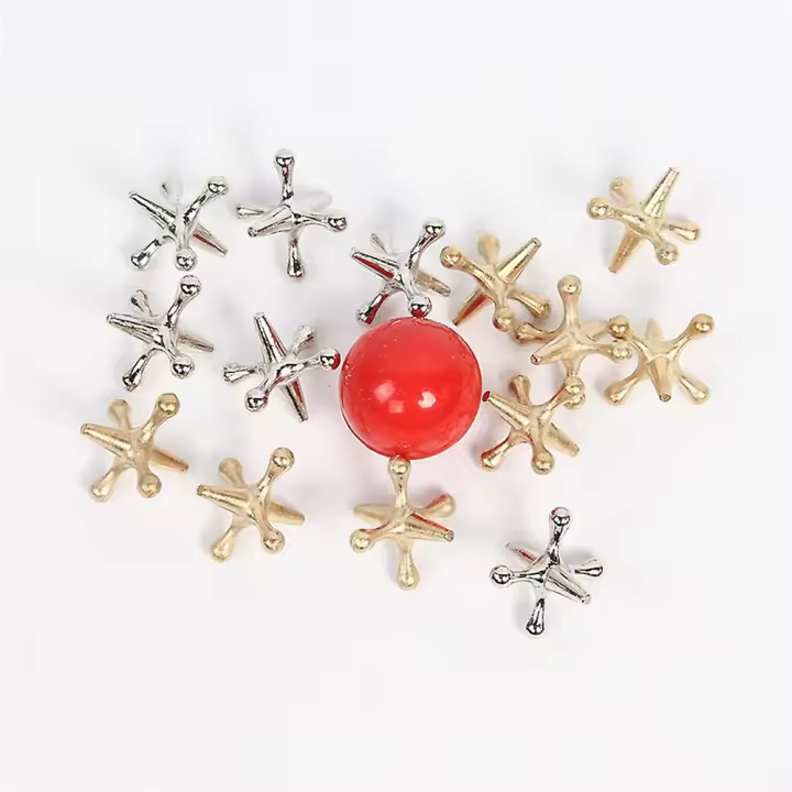 Metal Jacks Game With Ball Toys, Vintage Board Games For Kids Adults, Classic Traditional Table Games For Family - 1