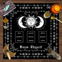 Mantel De Tela Para Cartas De Tarot 1pc Decoración De Juego De Cartas Pagan Con Fases De Luna Y Flores Estilo Pagan Para Atril Y Brujería - details 40