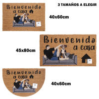 Felpudo de Coco Natural con Base Antideslizante, Absorbente para la entrada de casa, Ideal para Puerta Exterior o Pasillo. Perro en sofá, Bienvenido a casa. 3 tamaños disponibles - details 0