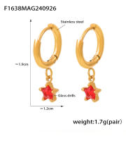 Damas oído aros Lindo imperable Chapado en oro joyería de moda pendientes Pendientes colgantes Estrella de Maple inoxidable - details 5