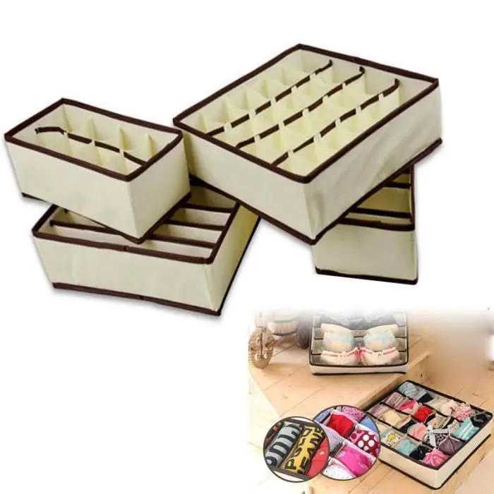 Juego de 4 cajas para guardar calcetines - Para ropa interior - 1