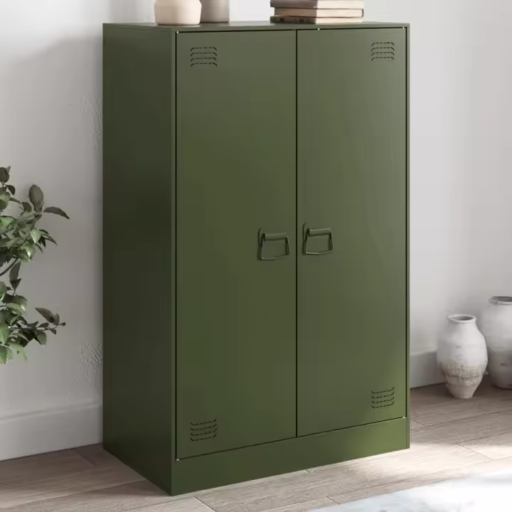 vidaXL Aparador de acero verde oliva 67x39x107 cm - 1