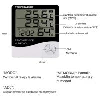 Metros De Temperatura Y Humedad Digital LCD Estación Climática Con Reloj Para El Hogar Medidor Thermohygrometer Multifuncional - details 0