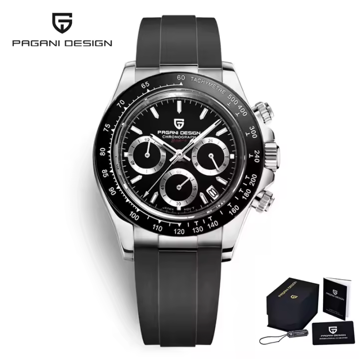 Reloj De Pulsera Deportivo De Lujo PAGANI DESIGN Para Hombres Resistente Al Agua Con Cronógrafo Y Fecha Caja De Cristal De Zafiro Reloj De Cuarzo - 1