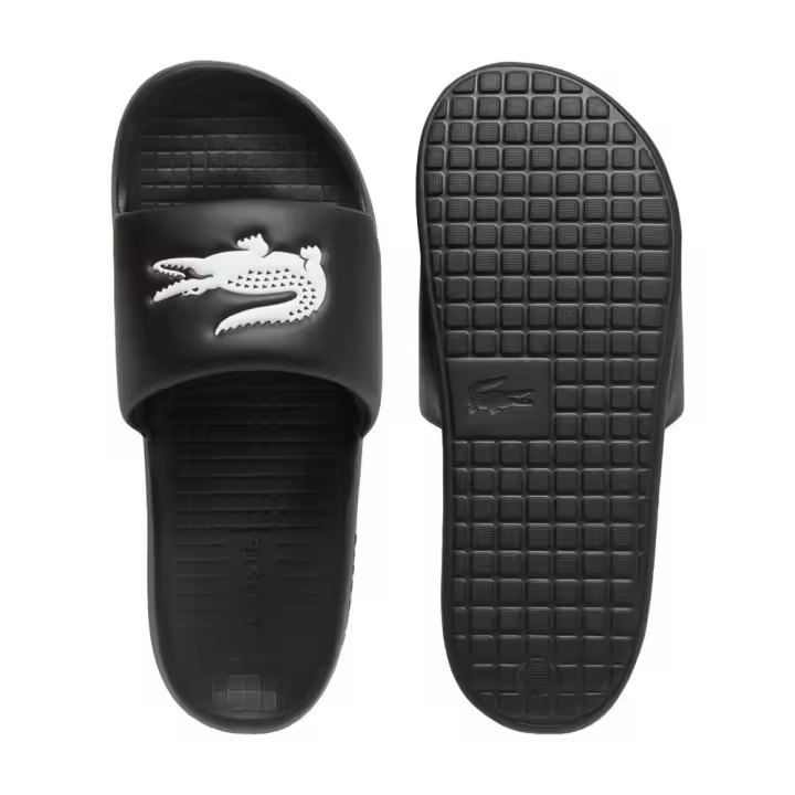Chanclas Negras Lacoste Serve Slide 1.0 Con Pala Acolchada Black - 1
