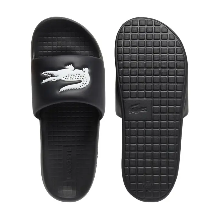 Chanclas Negras Lacoste Serve Slide 1.0 Con Pala Acolchada Black - 1