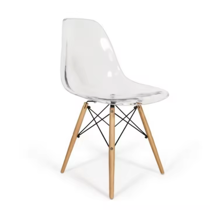 ORION91 Silla PORTIA Policarbonato Color Transparente y Patas en Madera Haya 46 x 51 x 82 cm Comedor Oficina Salón Teletrabajo Cocina – SpazioLuzio - 1