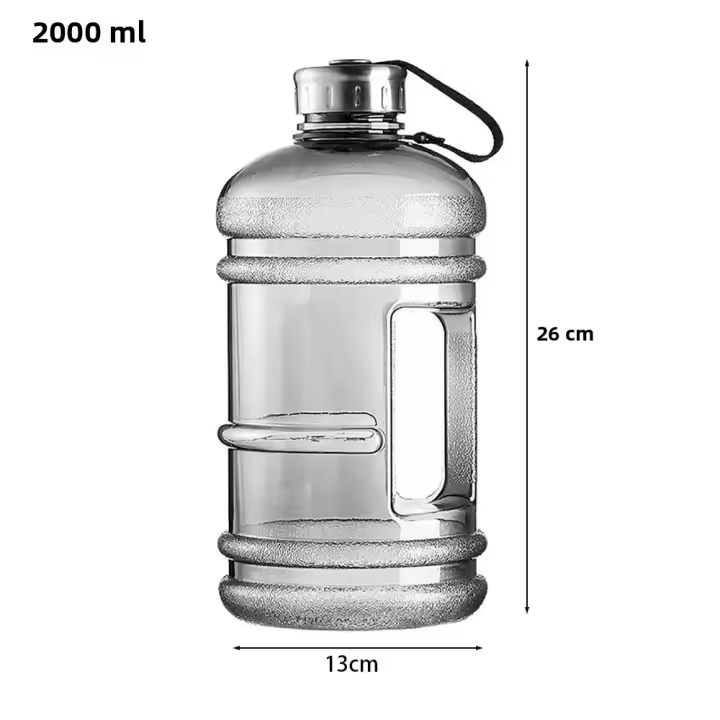 Botella De Agua Deportiva De 2L PETG Con Manija Para Entrenamiento Y Gimnasio Botella De Bebida Con Agitador Para Exterior - 1
