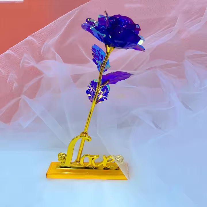 Regalo Creativo De Día De San Valentín Rosa De Oro 24K Duradera Decoración De Boda Iluminación De Flores Eterna Amarillo Y Rojo Para Aniversarios Cumpleaños Bodas - 1