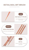 Kit De Pinceles Para Uñas Rose Gold 3Pcs Set De Dibujos Con Gel UV Línea Para Diseño De Flores Y Rayas Herramientas De Manicura 7/9/11mm - details 3