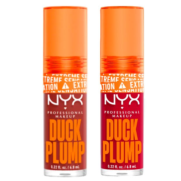 NYX Professional Makeup | Pack Duo Duck Plump, brillo de labios con Efecto Volumen Instantáneo, con Jengibre picante, fórmula vegana.