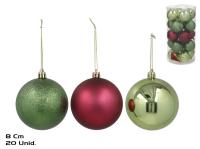 Gerimport Set 20 Bolas de Navidad 8 cm modelo Alice 3 colores - details 1