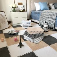 16Pcs Alfombras De Tela Suave De 30x30cm Para Dormitorio Alfombras De Bordes Colocables Y Lavables Para Piso De Madera Alfombras De Ventana De Espuma Cortada - details 29