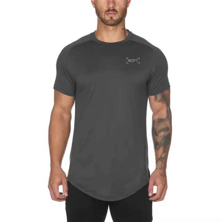 Men Casual Sports T-shirt Gym Fitness Workout T Shirt Mesh Quick Dry Slim Fit Short Sleeve Summer Bodybuilding Muscle Clothing - 1