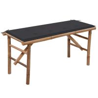 vidaXL Banco de jardín plegable con cojín bambú 118 cm en color Rojo vino tinto/Negro/Antracita y más | acolchados duraderos para sofás de jardín terraza exterior - details 2