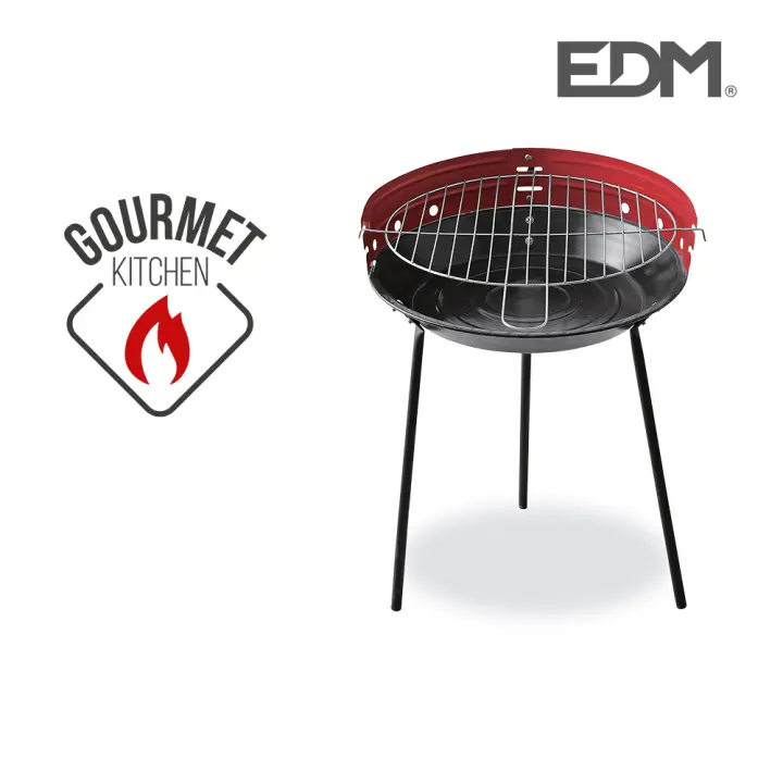 Edm Barbacoa de Pie 33cm Diámetro 45cm Alto 3 Patas Parrilla Hierro - 1