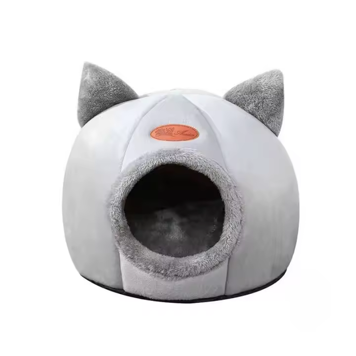 Casa De Gato En Forma De Cabeza Confortable Y Caliente Diseño Semi-Cerrado Antideslizante Para Todas Las Estaciones Nest Universal Para Gatos - 1