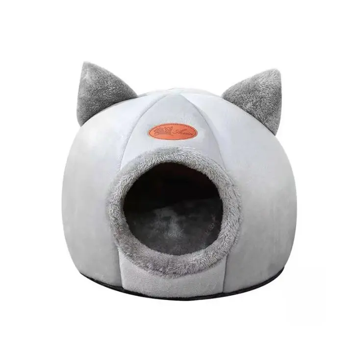Casa De Gato En Forma De Cabeza Confortable Y Caliente Diseño Semi-Cerrado Antideslizante Para Todas Las Estaciones Nest Universal Para Gatos - 1